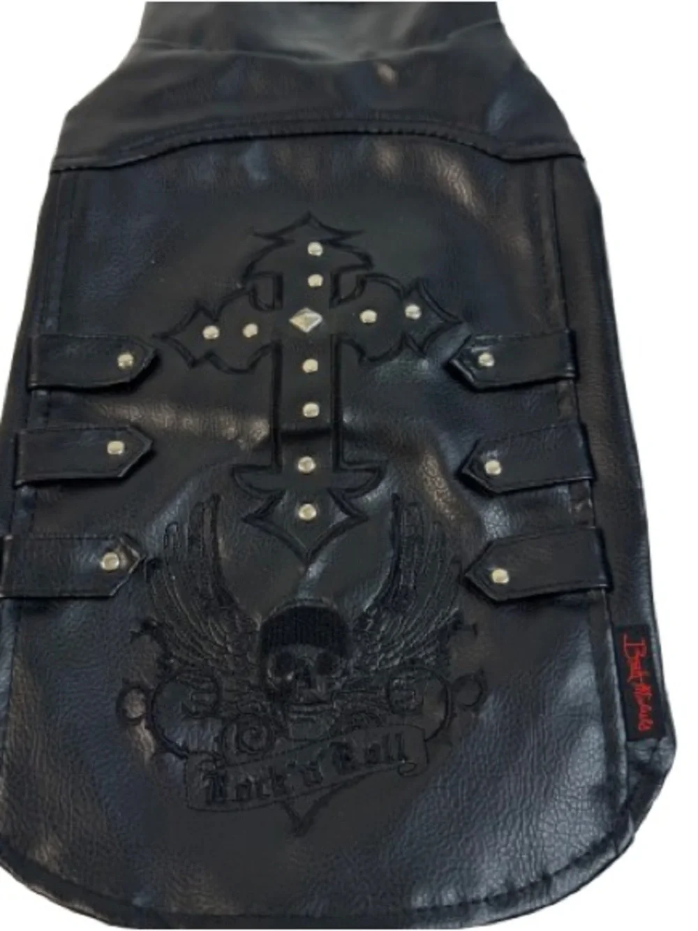 Bret Michaels Black Pleather Studded Rock & Roll Dog Vest
